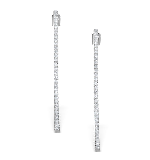 Diamond Hoop Earrings 2ct H/Si in 18K White Gold - P3487Y
